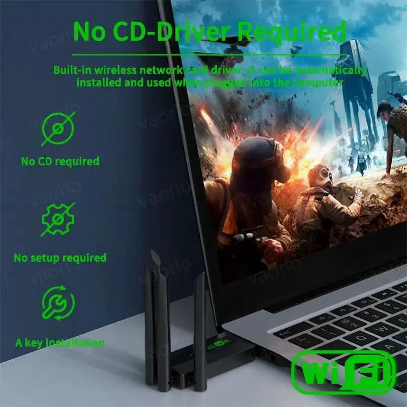 1200Mbps Dual Band USB WiFi Adapter 2 4GHz 5GHz Dongle