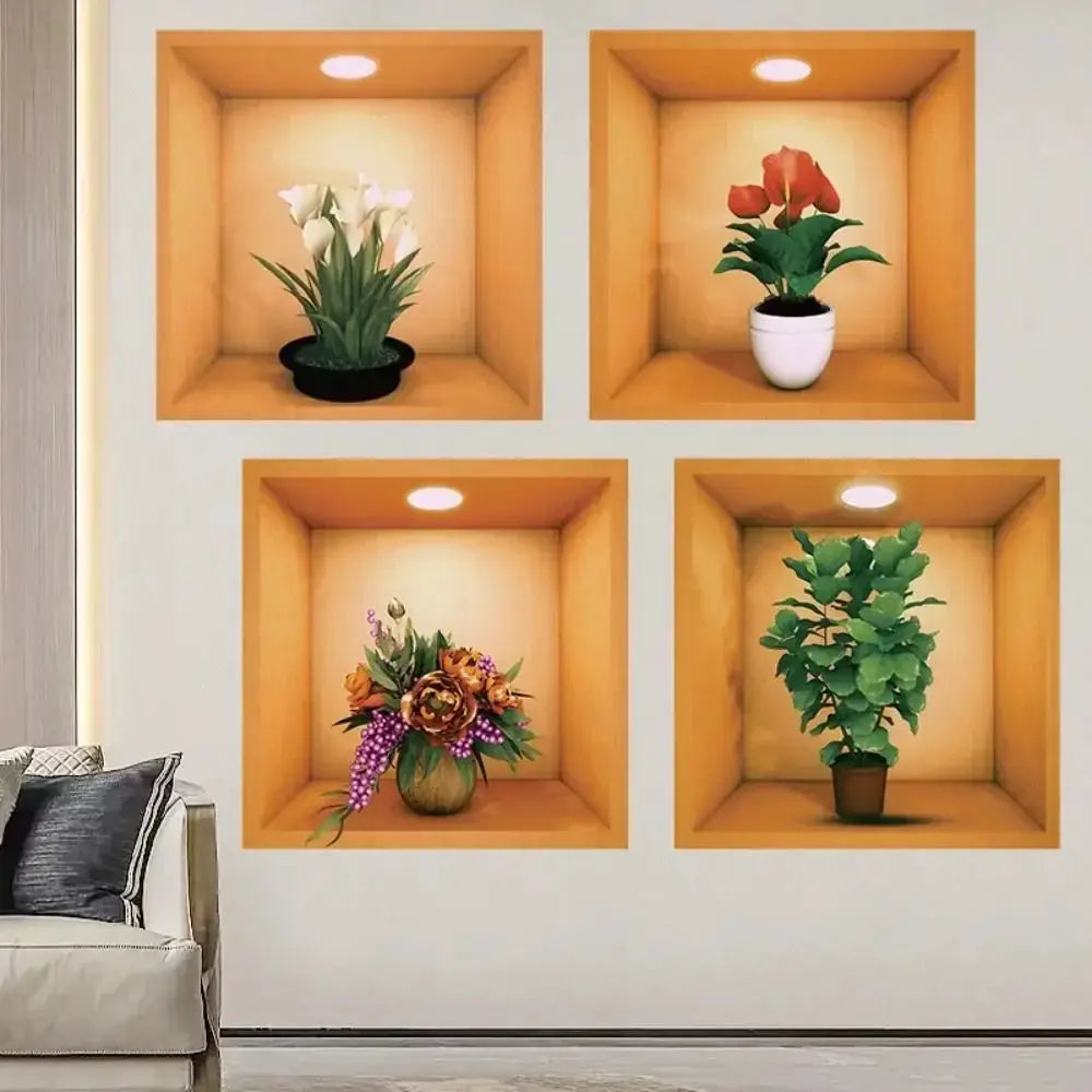 PVC Green Plant 3D Wall Stickers Self Adhesive Decor