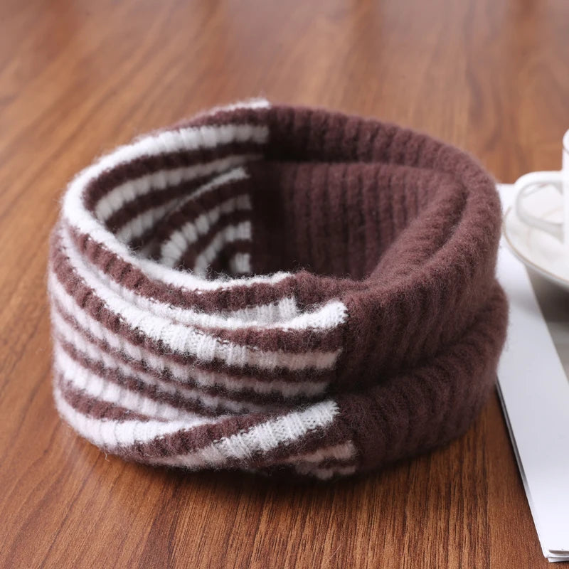 Striped Knit Winter Scarf
