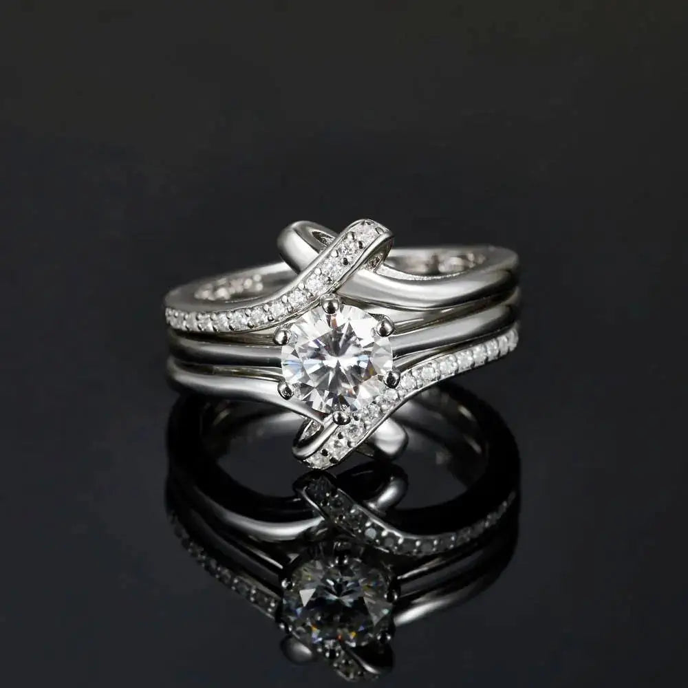 Sterling Silver Moissanite Cross Ring — product image 2