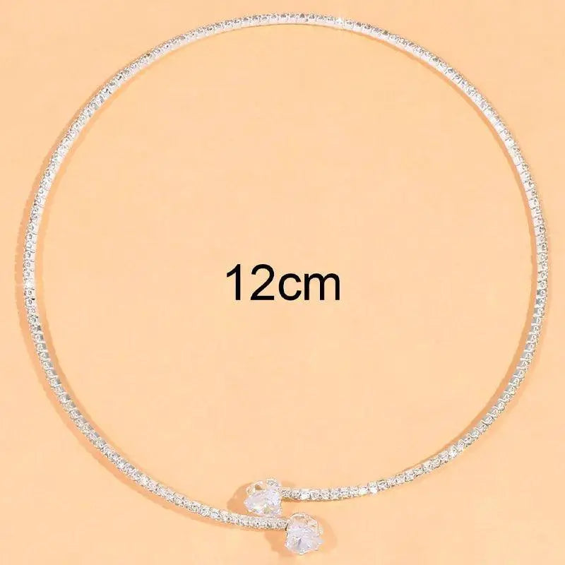 Rhinestone Heart Choker Necklace Neo Gothic Collar