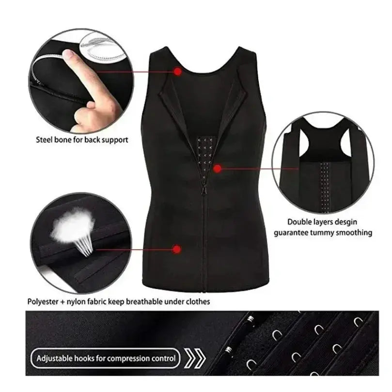 Men's Sauna Vest Shapewear With Adjustable Clip For Slimming