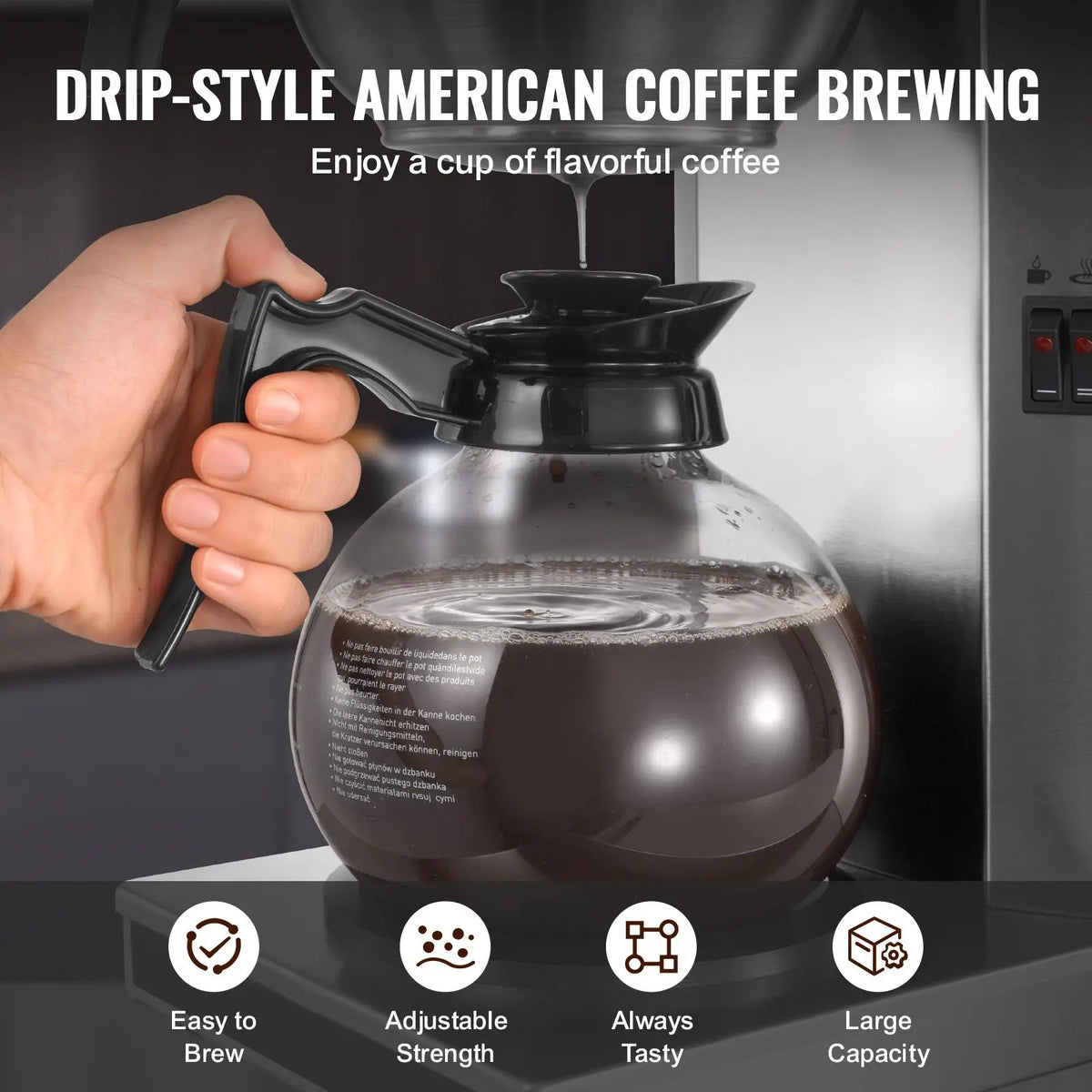 Commercial Drip Coffee Maker, Cups Coffee-Maker Machine with Glass — product view 6
