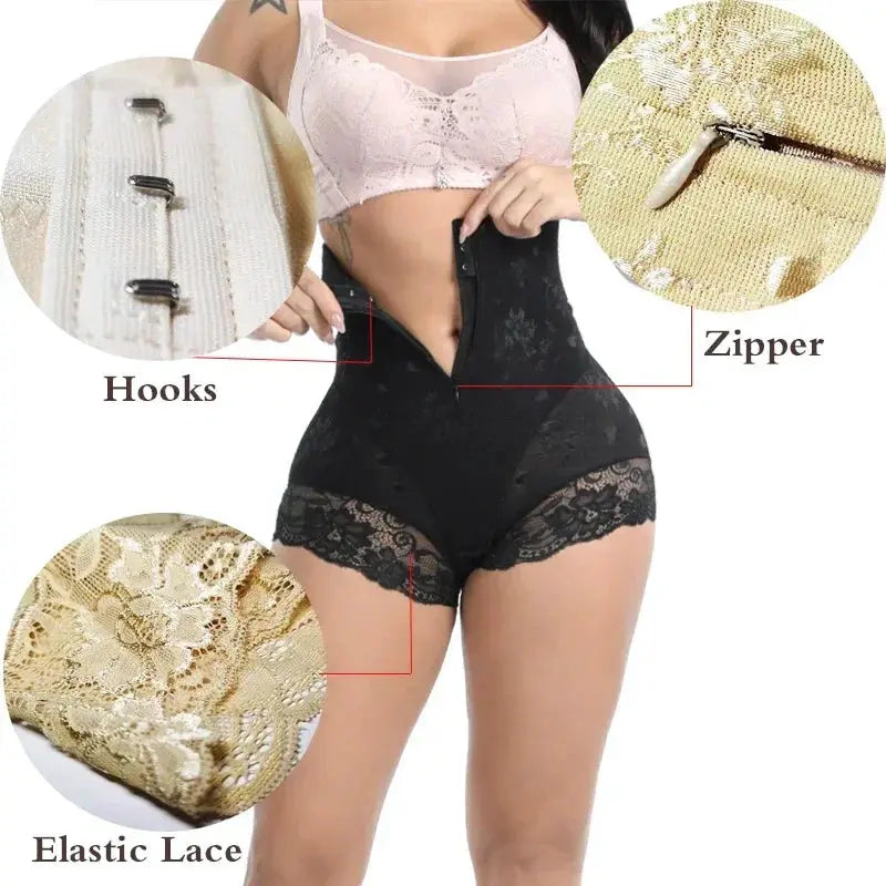 High Waist Lace Jacquard Tummy Control Shapewear Briefs