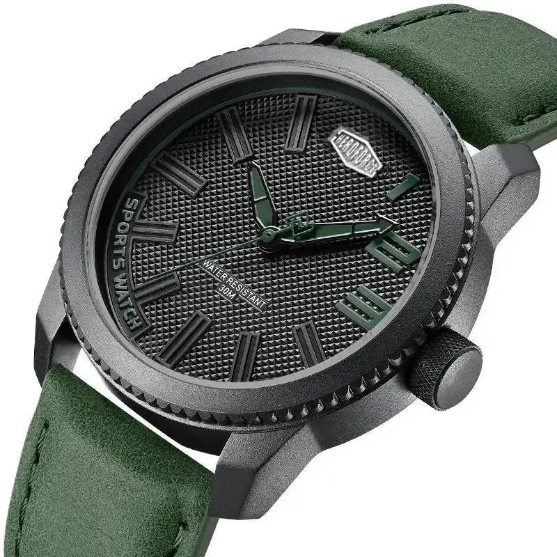 Heroforce Matte Black Leather Watch — product image 1