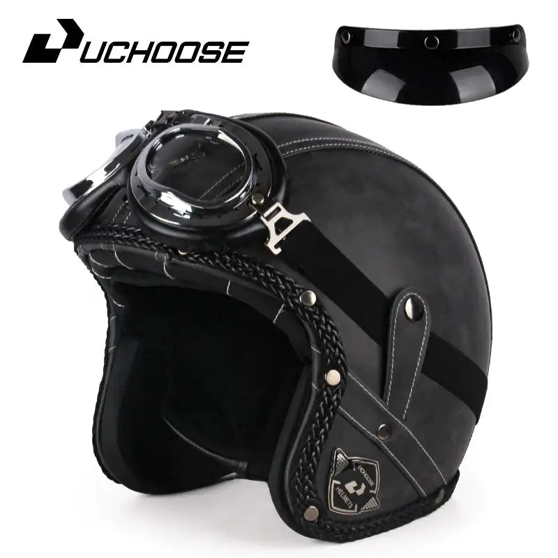 Retro Open Face Motorcycle Helmet — product view 9