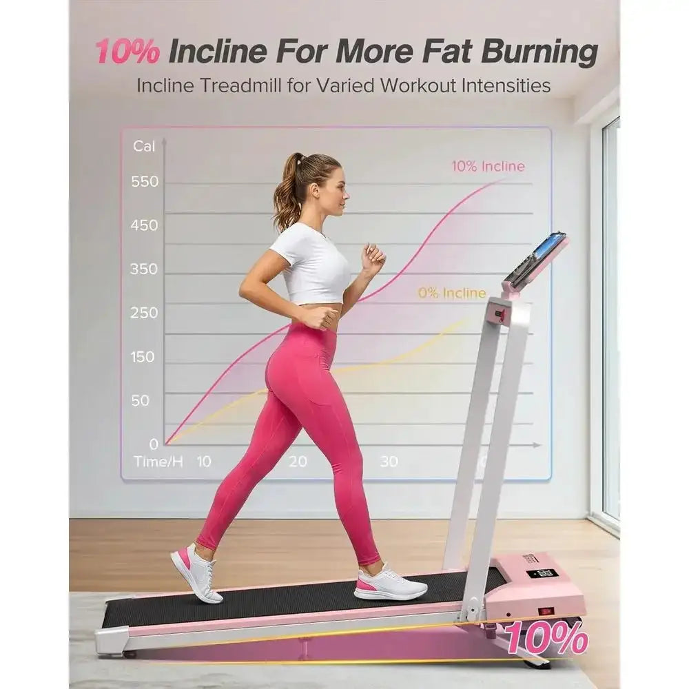 Adjustable Incline Treadmill, 350 lbs Capacity, Portable Walking Pad with Handle, Home & Under Desk Use, Wide Belt, LED Display,