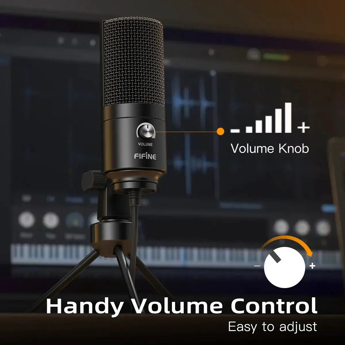 USB Condenser Microphone With Gain Knob K669 For Streamers