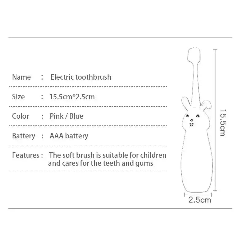 New Sonic Electric Toothbrush For Kids Cute Bunny Cartoon