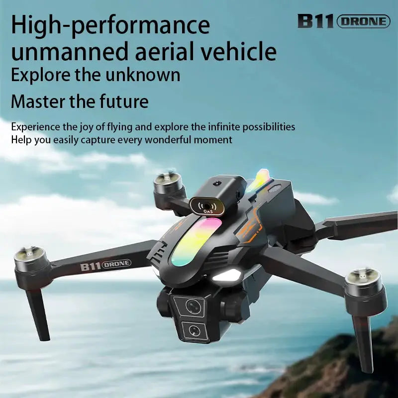 2026 B11 Pro WiFi FPV Drone - Dual 4K/1080P Camera, Wide-Angle HD, Altitude Hold, Foldable Quadcopter RC Helicopter Toy
