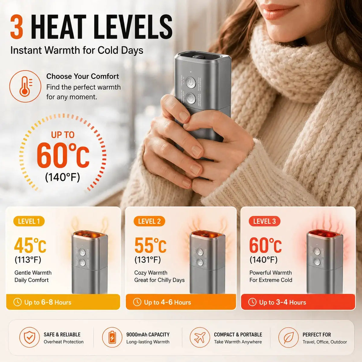 Portable Hand Warmer Fan With Power Bank — product image 2