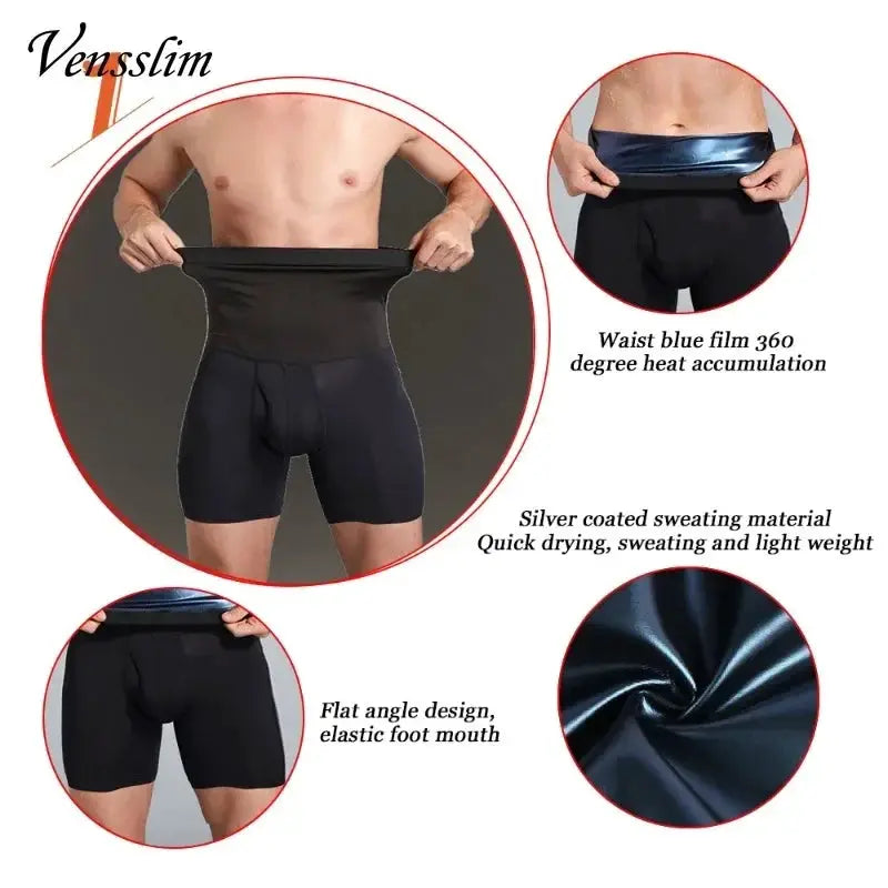 Men Compression Sauna Sweat Shorts Slimming Tummy Control