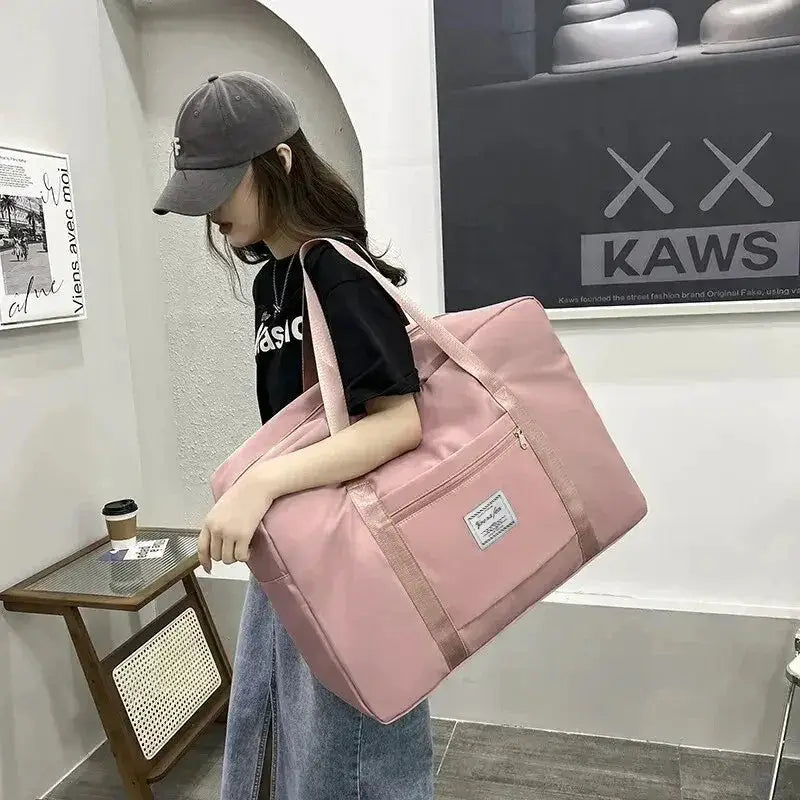 Pink Blue Grey Travel Large Capacity Zipper Gym Handbag - OurLum.com