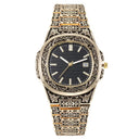 Vintage Floral Carved Men's Quartz Watch Sophisticated Timepiece
