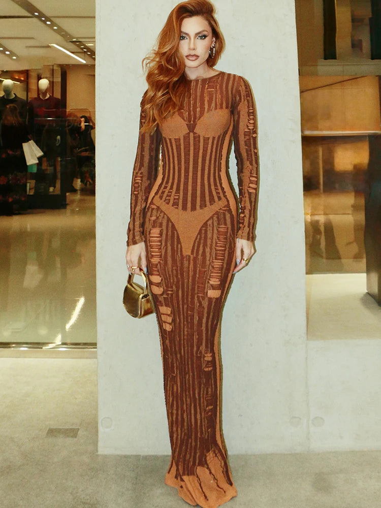 NIBBER Striped Evening Dress