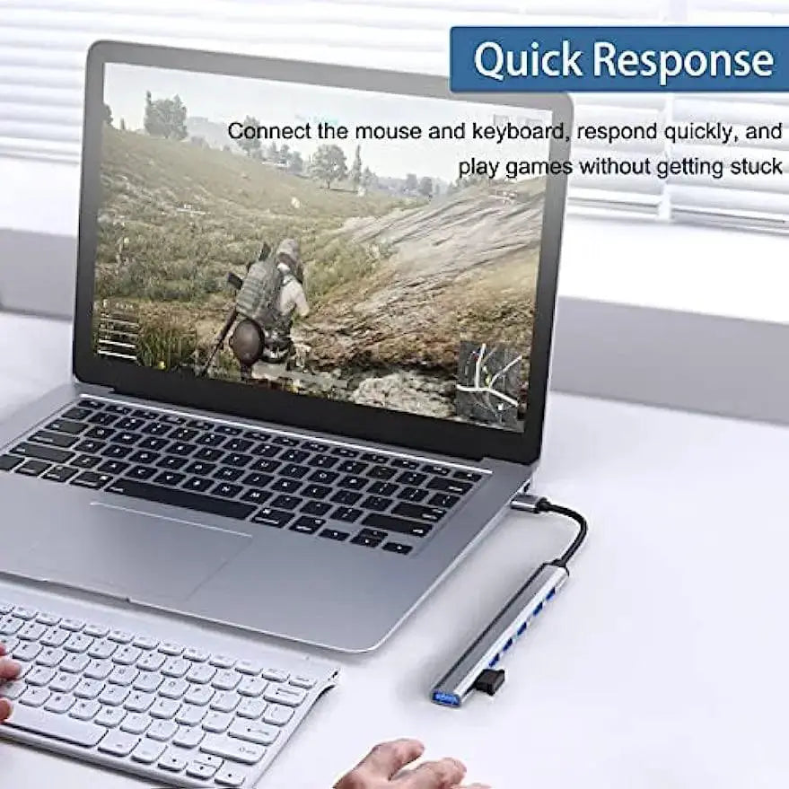 USB C Hub Splitter 7 Ports High Speed Data Transfer
