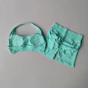 Yoga Set Seamless Halter Bra Matching Shorts Outfit