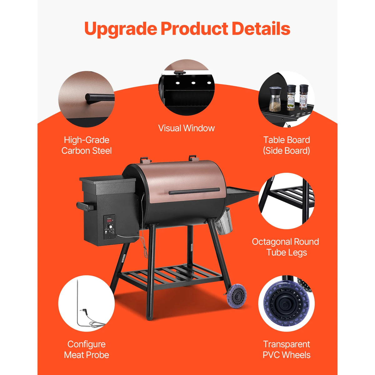 SucceBuy Wood Pellet Grill Smoker in BBQ Grills for Outdoor — product view 5