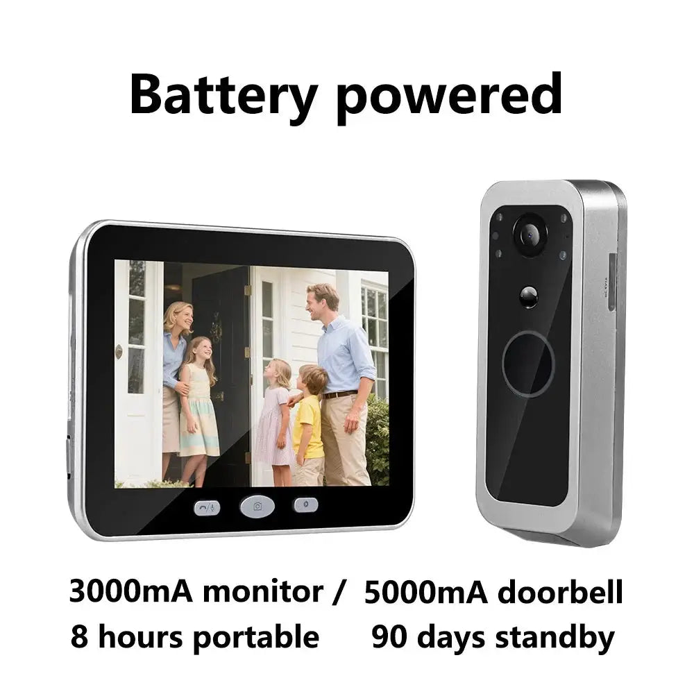 Yuezhe Tuya Smart Life WiFi Video Doorbell PIR Camera 2MP Outdoor Waterproof Wireless Door Security Intercom System 5' Monitor by stepyours.com