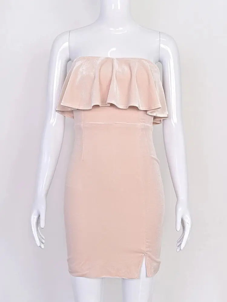 BEAUKEY Strapless Ruffle Mini Dress