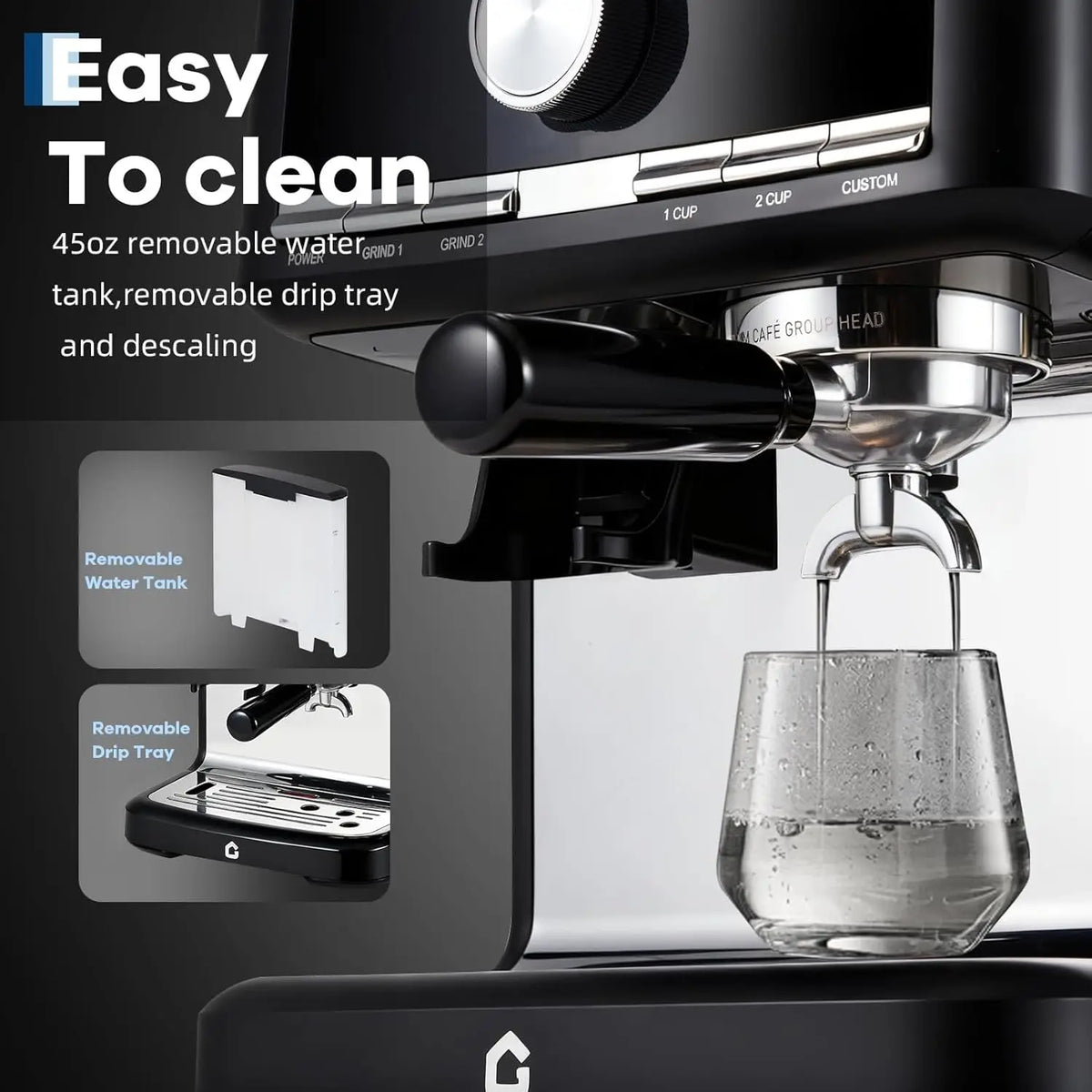 Espresso Machine with Grinder, Italian Semi-Automatic Pressure — product view 4