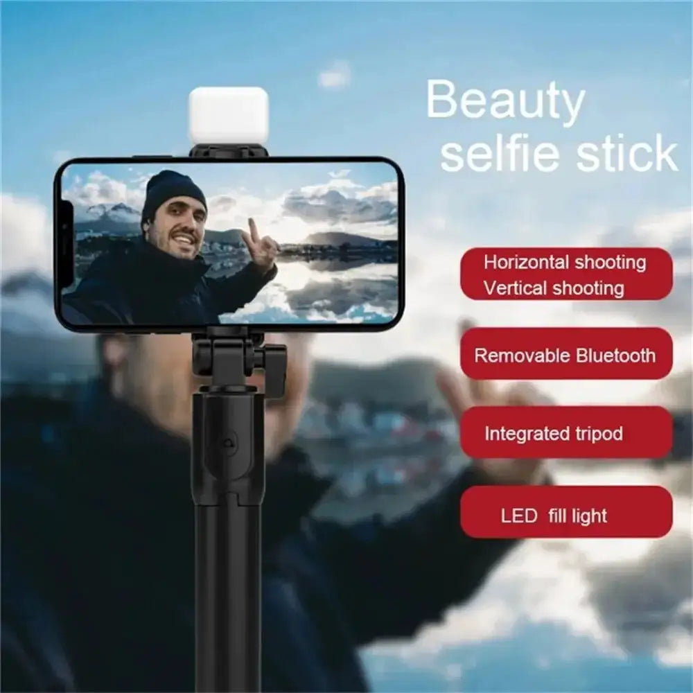 Selfie Stick Wireless Tripod Stand with Light Bluetooth Remote Extendable Tripod for iPhone Mobile Phone Live Streaming