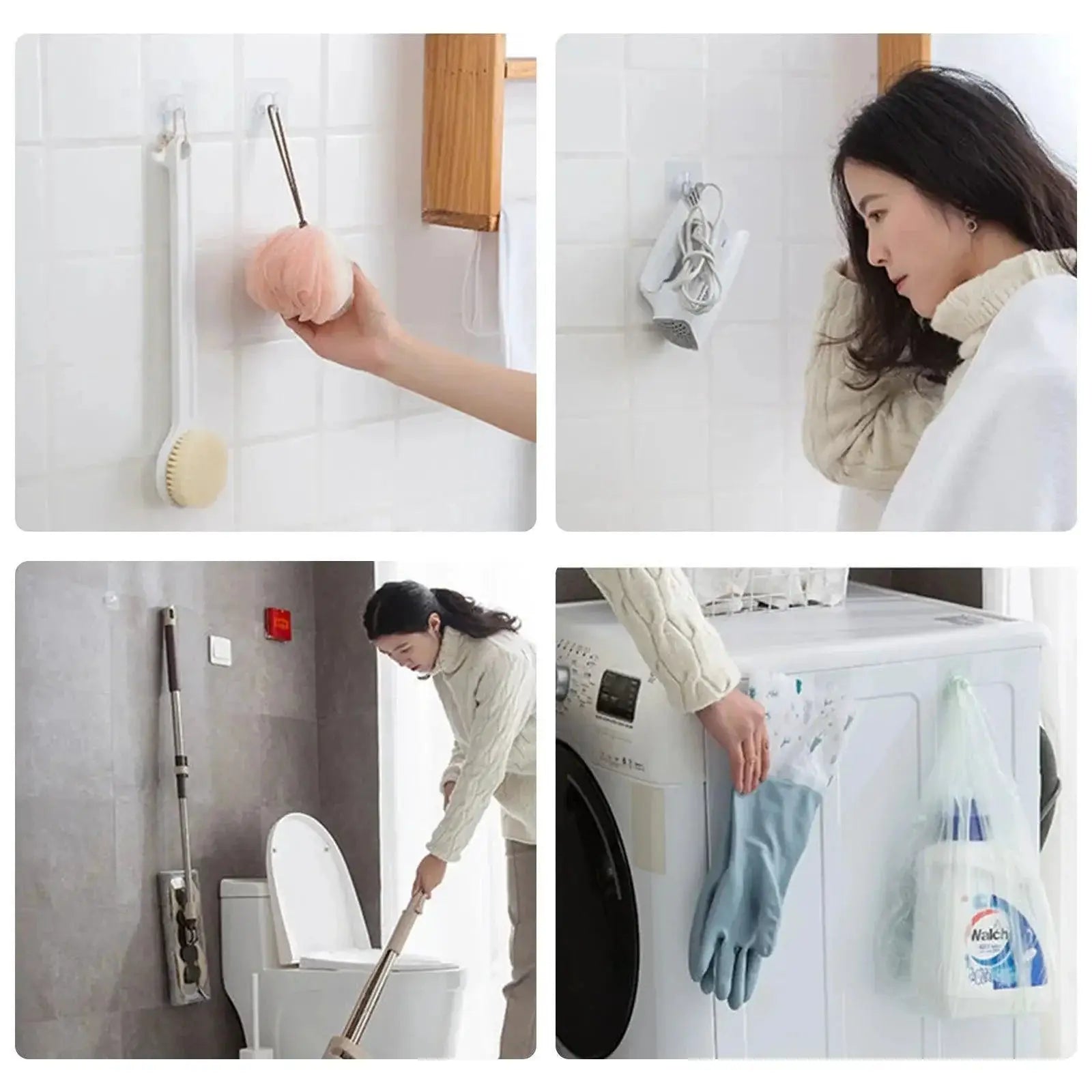 Clear Self Adhesive Wall Hooks Versatile Home Organizer