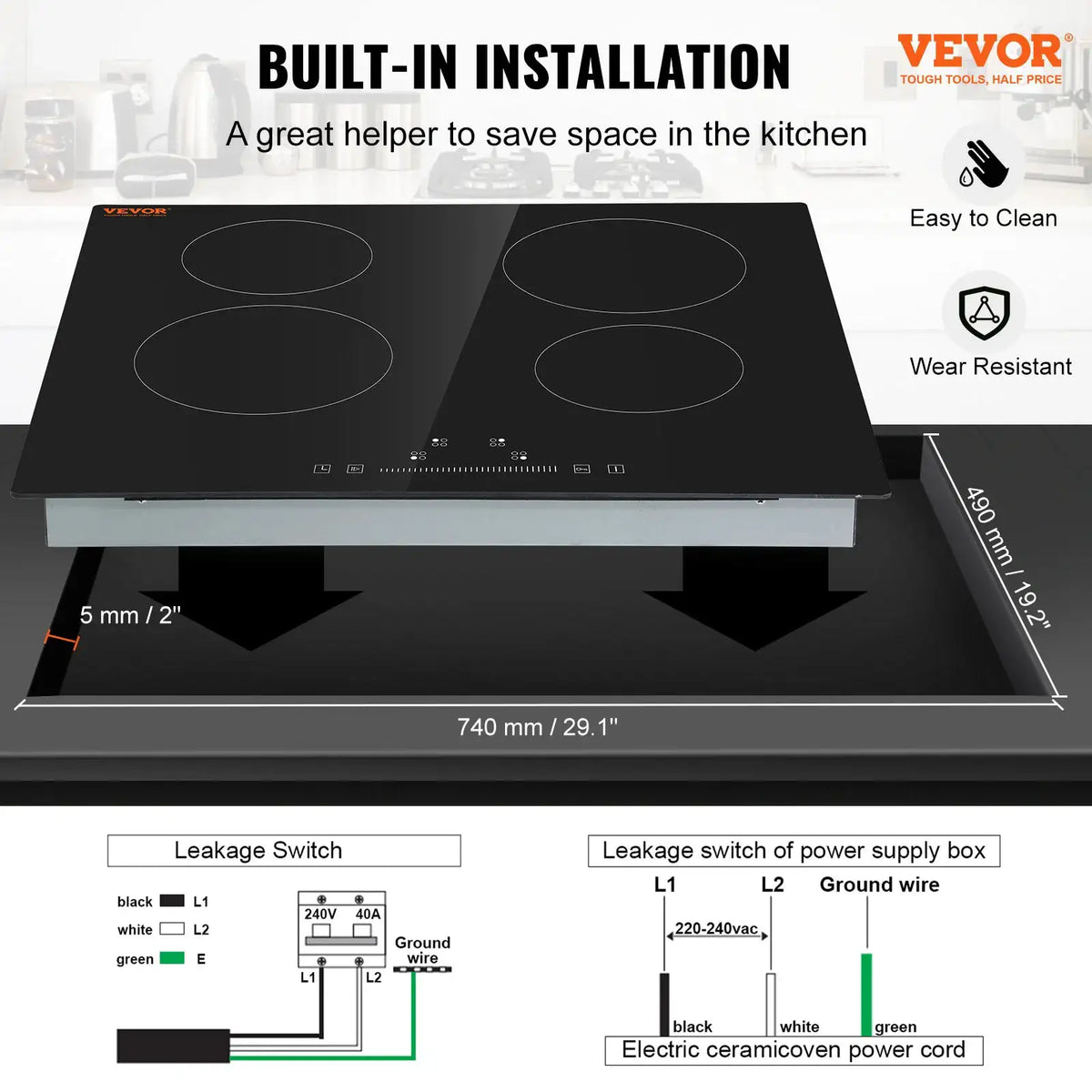 SucceBuy Burners Built-in Induction Stove Top Ceramic Glass — product view 6