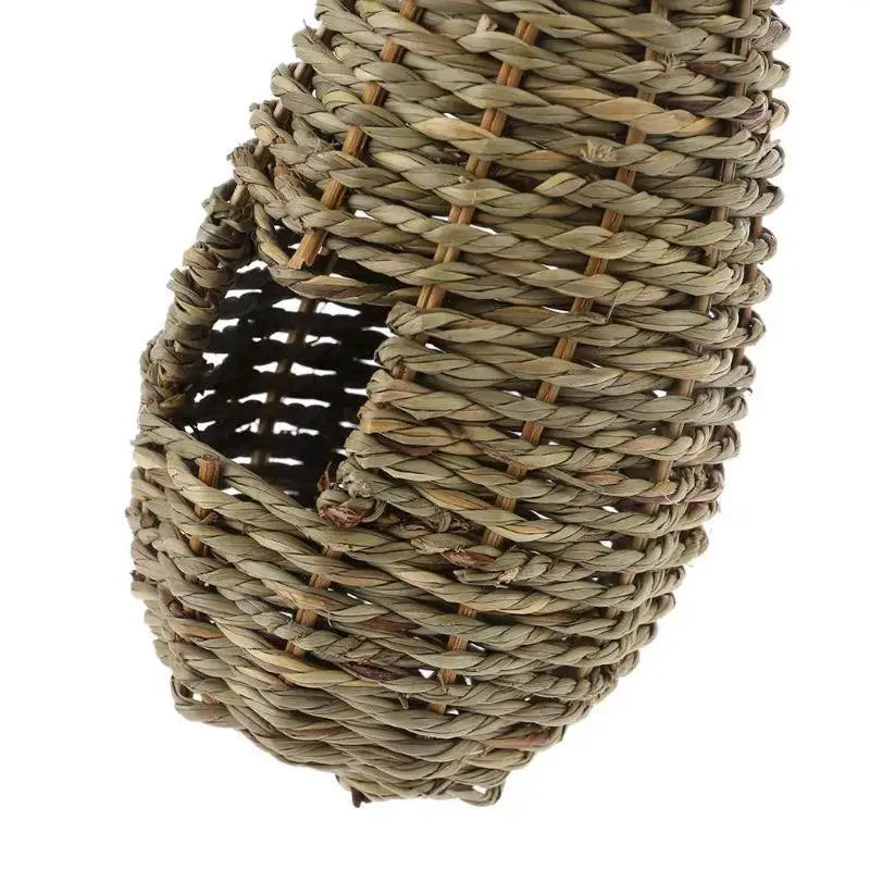 Natural Fiber Bird House Finch Nest Hut Straw Rope Shelter