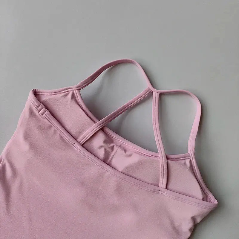 Women's Slim Fit Nude Sports Bra Yoga Fitness Vest Skin Friendly Pilates Top Beautiful Back Design Suspension Yoga Fitness Top