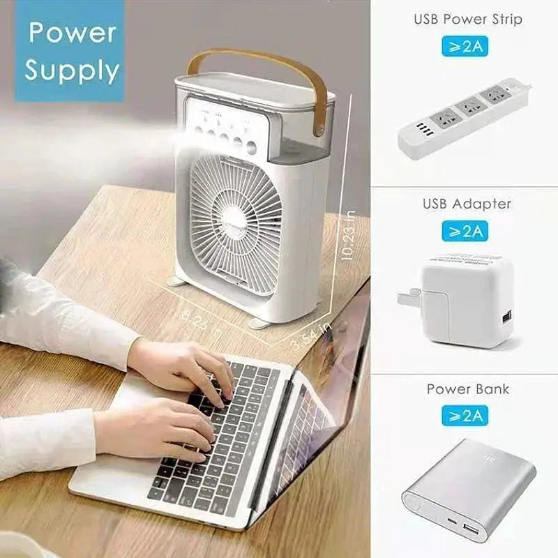 Portable 3 In 1 Fan Air Conditioner Humidifier Cooler - OurLum.com