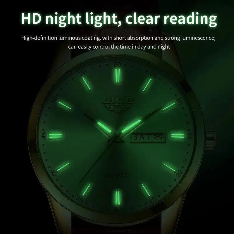 Lige Luxury Mens Quartz Watch Waterproof Timepiece