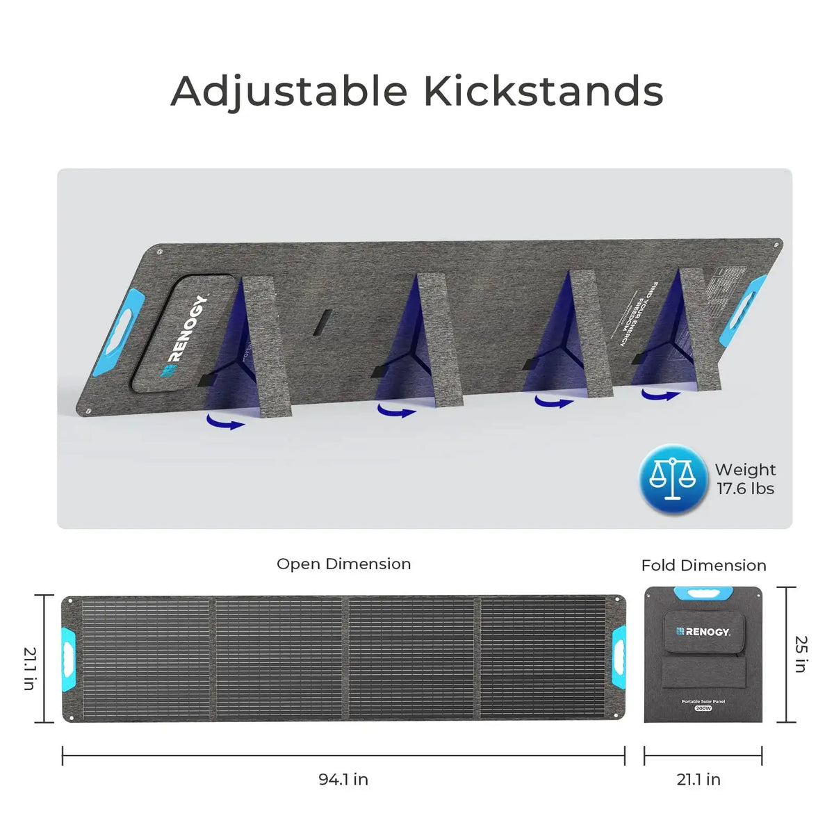 Renogy 200W Portable Solar Panel, IP65 Waterproof Foldable Solar Panel Power Backup, Solar Charger for Power Station RV Camping