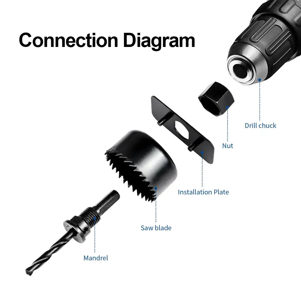 11/16pcs woodworking hole saw set drill bit carbon steel 19-127mm hole cutter set for plasterboard ceiling wood hole saw kit