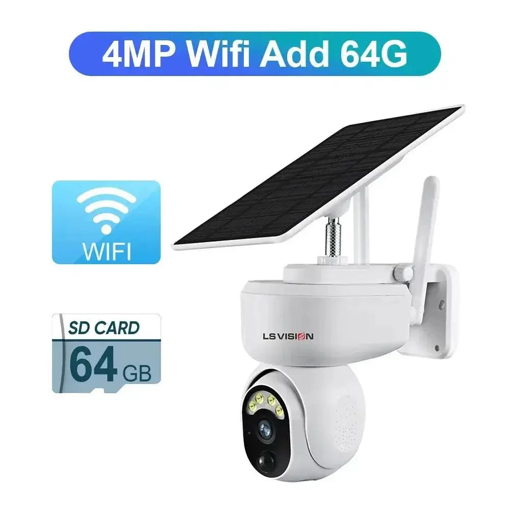 Solar Outdoor Security Camera for Stores — 4MP WIFI Add 64G