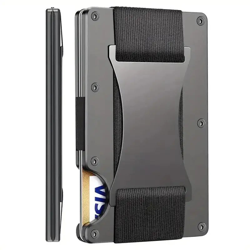 New Slim Fashion RFID Protection Card Holder Men Women Aluminum Wallet Elasticity Back Pouch ID Credit Case Unisex Travel Purse