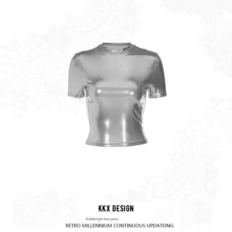 Silver Street Style Crew Neck T Shirt Summer Chic Fashion
