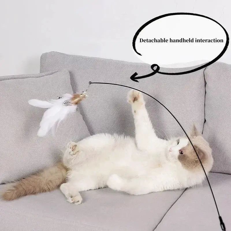 Interactive Feather Cat Wand Toy With Suction Cup Base