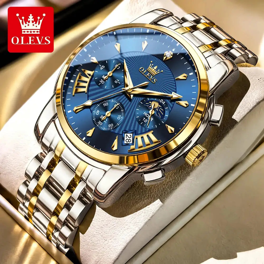 Olevs Mens Stainless Moon Phase Watch — product image 1