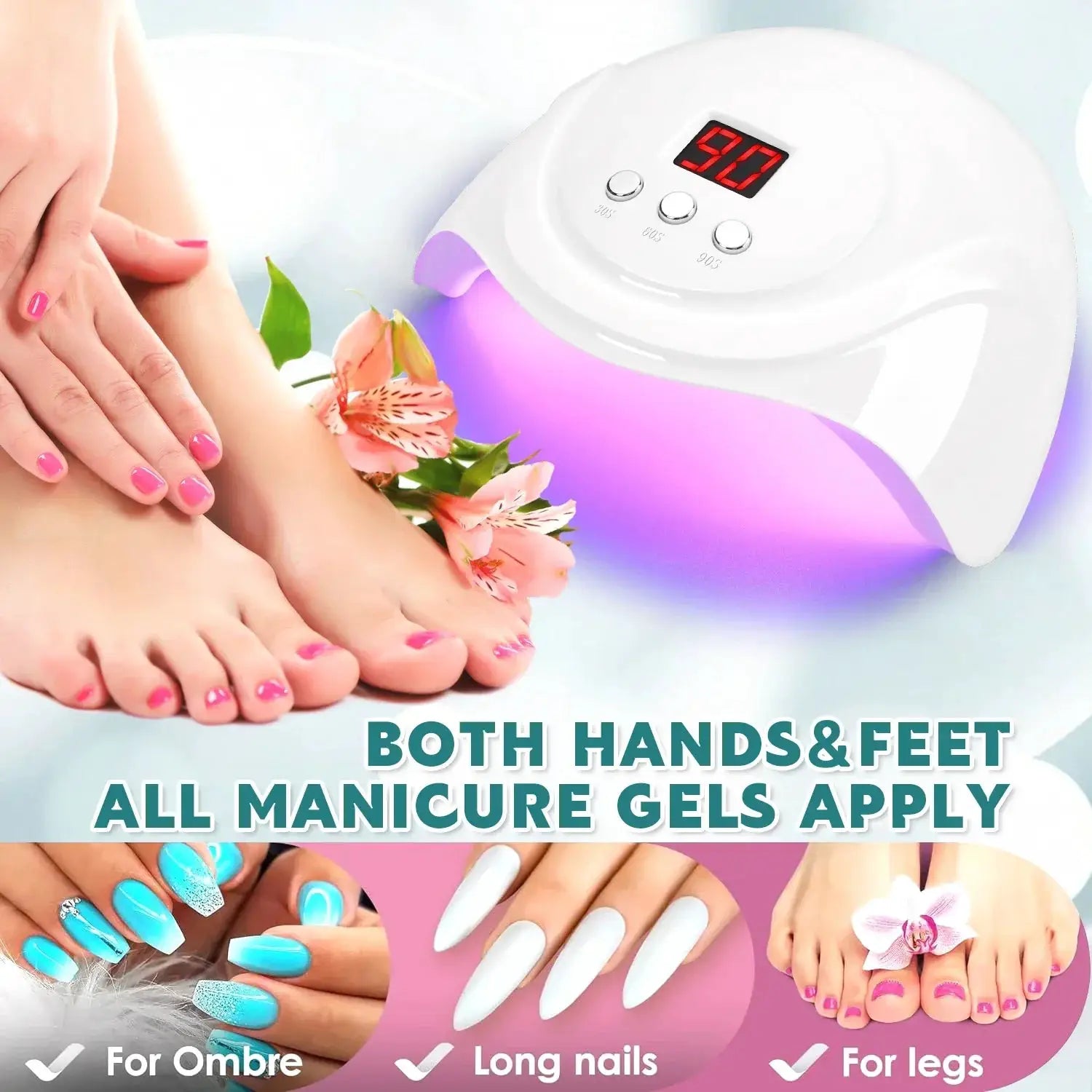 72W UV Nail Lamp With 24 LEDs Nail Dryer And Timer