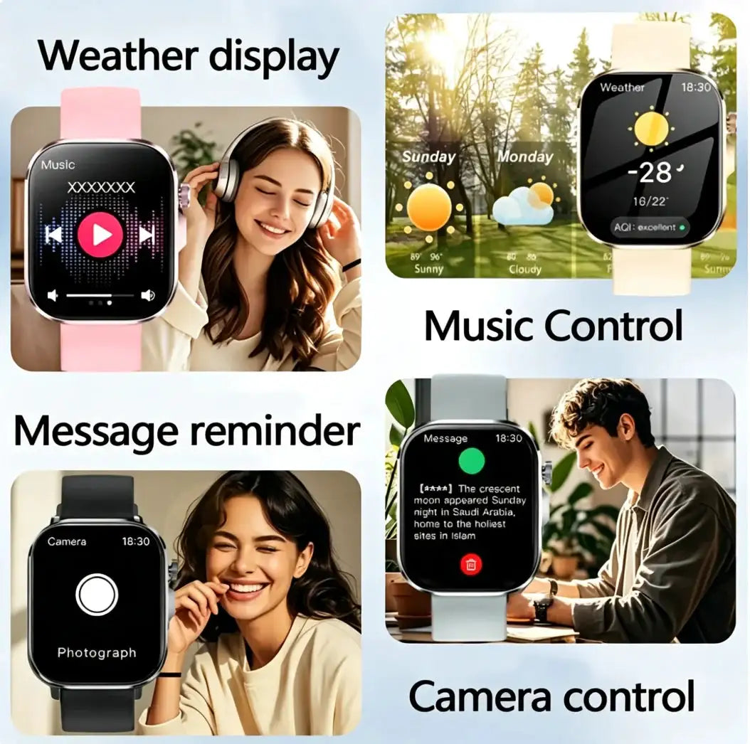 New Big Screen Smart Watch-2026, 5.11 cm Full Touch Screen, Wireless Calling/texting/multiple Sports Modes, with Outdoor LED Light Buttons, USB Rechargeable, Alloy Case/metal, 2 Replaceable Straps, Activity Tracking Watch, Gi
