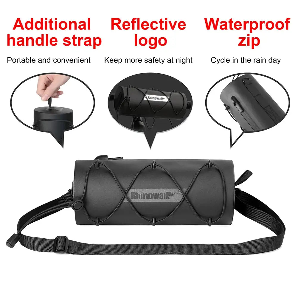Rhinowalk Bike Handlebar Bag Waterproof Bicycle Frame Tube Bag Outdoor Travel Multifunctional Shoulder Bag Cycling Pannier Bag
