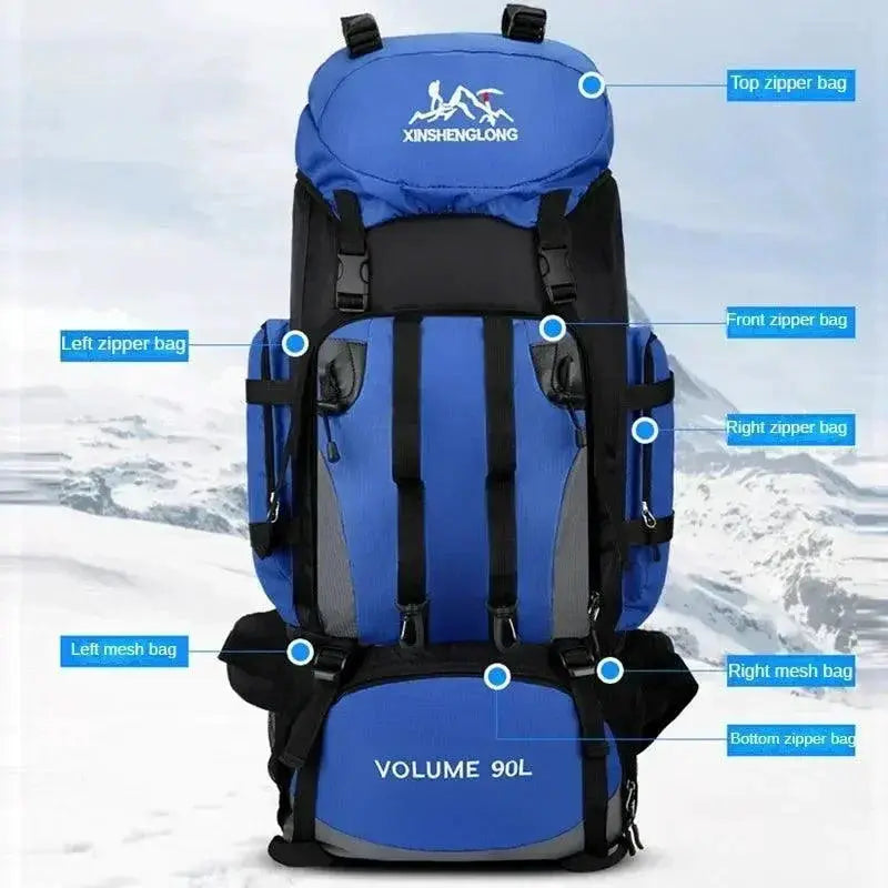 90L Waterproof Hiking Camping Backpack Rucksack Outdoor Gear