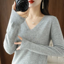 V Neck Cutout Knit Sweater