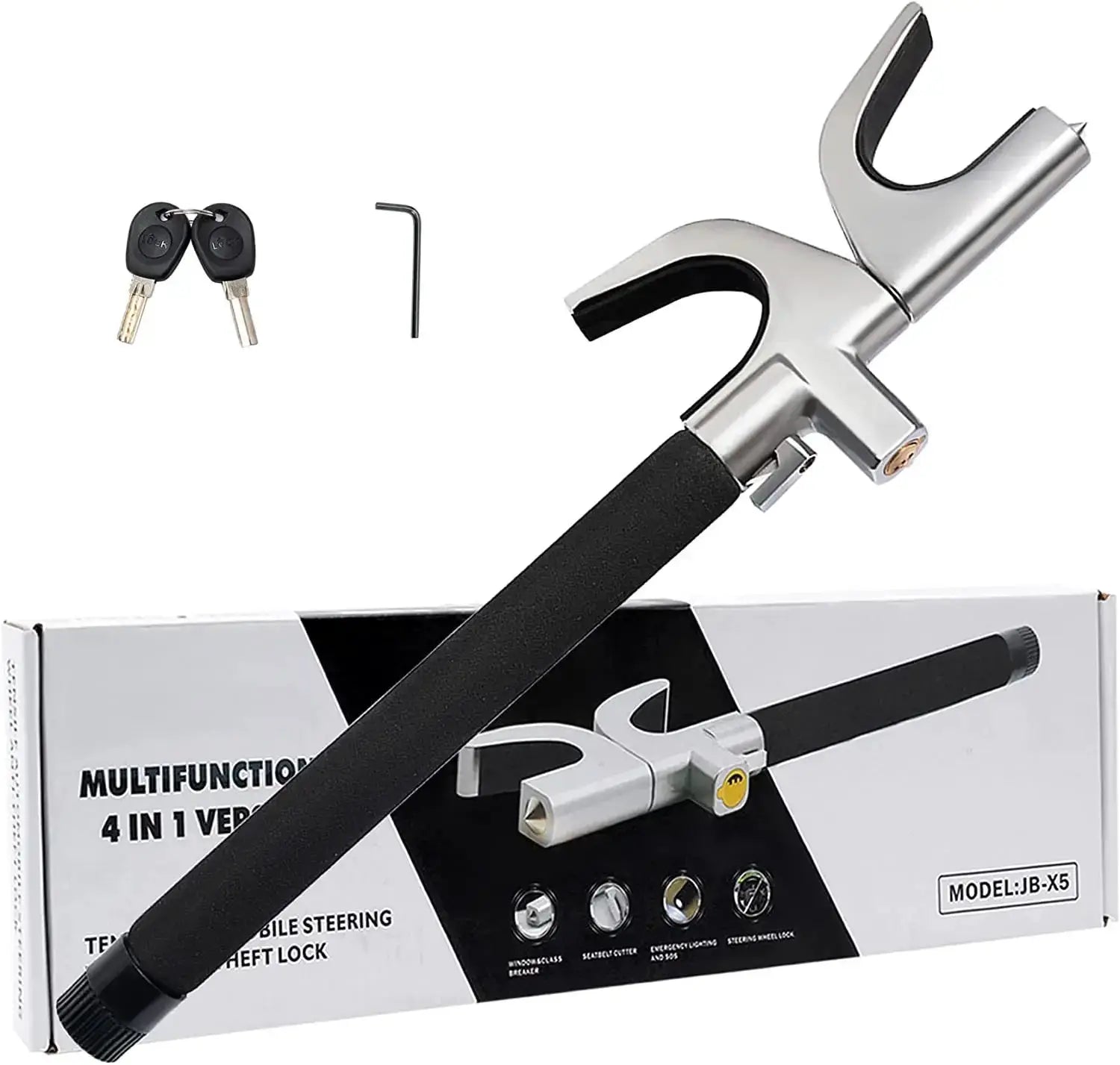 4In1 Car Steering Wheel Lock Adjustable Anti Theft Device - OurLum.com