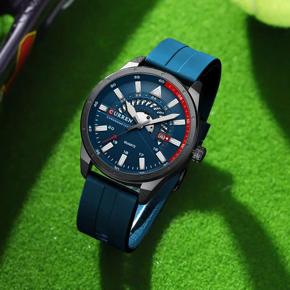 Curren Mens Luxury Silicone Band Fashion Wristwatch