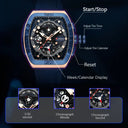 Mens Colorful Multi Functional Tonneau Quartz Watch