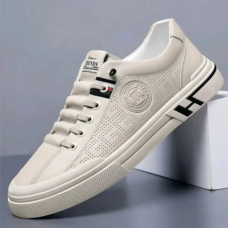 Mens Sneakers 2024 Autumn Embossed Breathable White Shoes