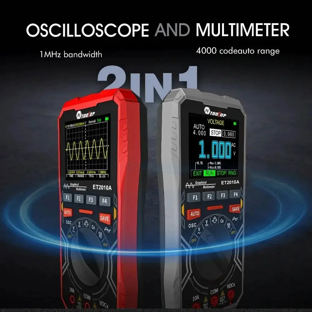 TOOLTOP ET2010A 2 in 1 Digital Oscilloscope Multimeter 1MHz 2.5MSps Laboratory Oscilloscope Electrical Repair Oscilloscope