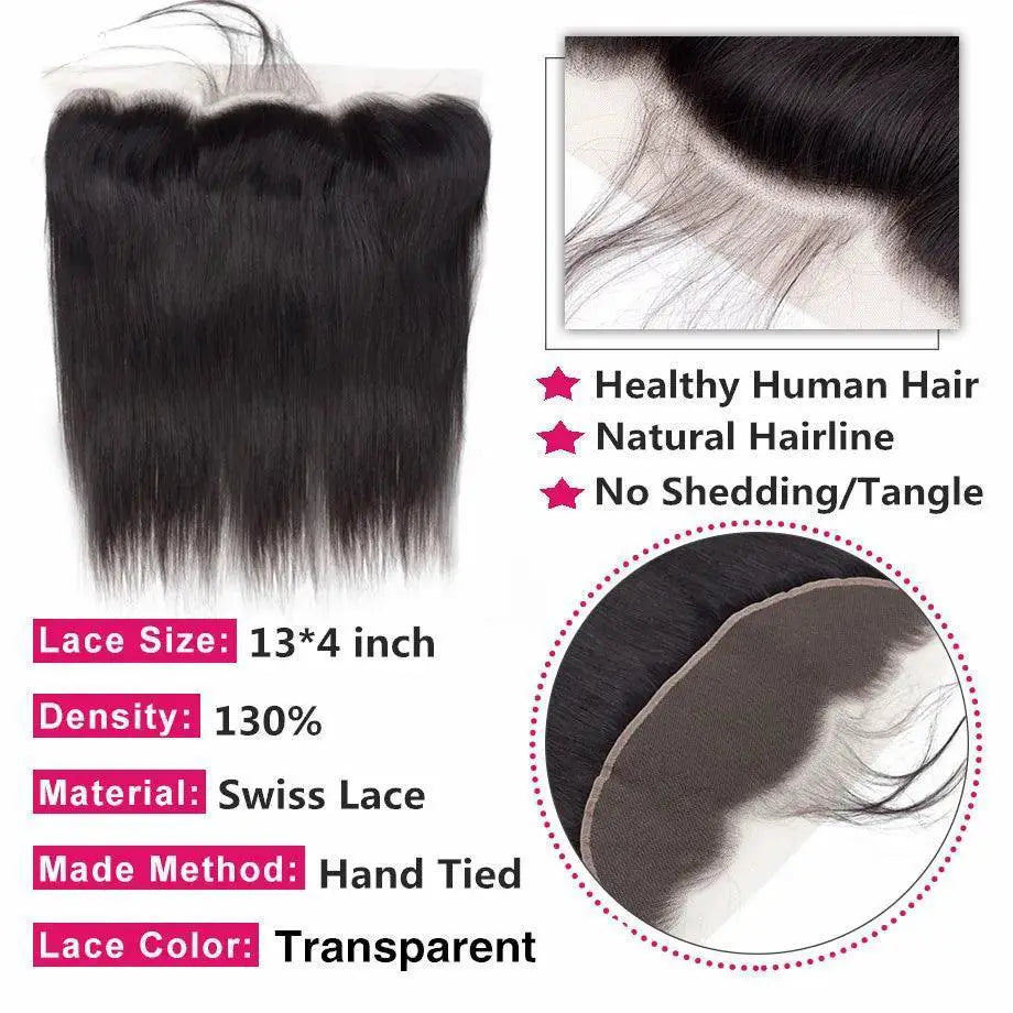 HD Transparent Lace Brazilian Straight Hair Frontal Remy